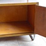 Bedside table made of bent tubes and wooden cabine Bedside table made of bent tubes and wooden cabine