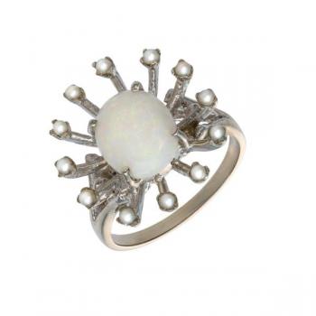 White Gold Ring - gold, pearl - 1960 White Gold Ring - gold, pearl - 1960