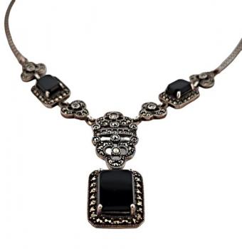 Silver Necklace - onyx, silver - 1890 Silver Necklace - onyx, silver - 1890
