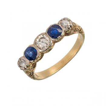 Ring with sapphires - gold, diamond - 1930 Ring with sapphires - gold, diamond - 1930
