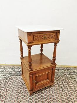 Bedside Table - solid oak, brass - 1920 Bedside Table - solid oak, brass - 1920