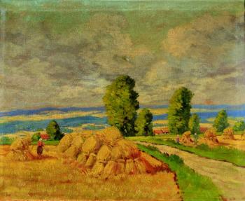 A landscape with sheaves by a village A landscape with sheaves by a village