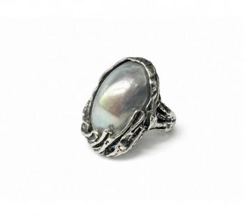 Silver Ring - silver, pearl - 1970 Silver Ring - silver, pearl - 1970