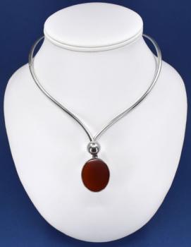 Silver Necklace - silver, cornelian - 1960 Silver Necklace - silver, cornelian - 1960