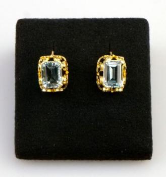 Earrings - gold, aquamarine - 1960 Earrings - gold, aquamarine - 1960