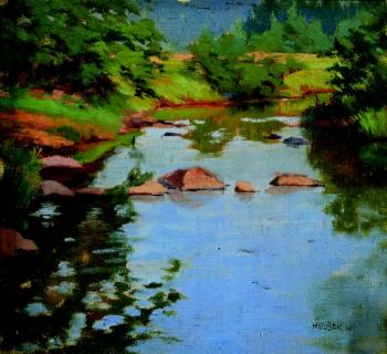 A small river near a forest A small river near a forest