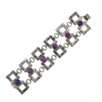 Silver Bracelet - silver, amethyst - 1970 Silver Bracelet - silver, amethyst - 1970