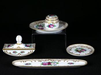 Porcelain Inkwell - glazed porcelain, painted porcelain - Rosenthal - Selb Bavaria - 1929 Porcelain Inkwell - glazed porcelain, painted porcelain - Rosenthal - Selb Bavaria - 1929