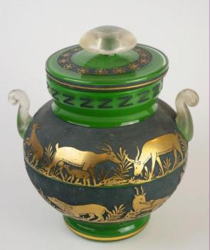 Vase - two-layer glass, etched glass - Loetz, Klášterský Mlýn - 1927 Vase - two-layer glass, etched glass - Loetz, Klášterský Mlýn - 1927