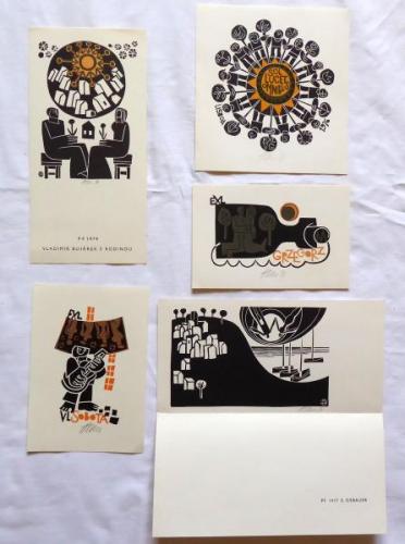 Miroslav Houra - 3 x Exlibris, PF 1977, PF 1979 Miroslav Houra - 3 x Exlibris, PF 1977, PF 1979